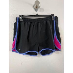 Under Armour semi fitted running shorts size XL black purple trim